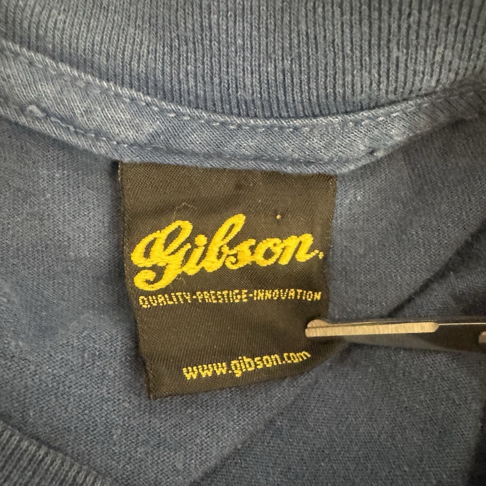 Vintage Gibson Guitar Shirt Size XXL Navy Blue Made in USA Distressed 2XL - Picture 5 of 9